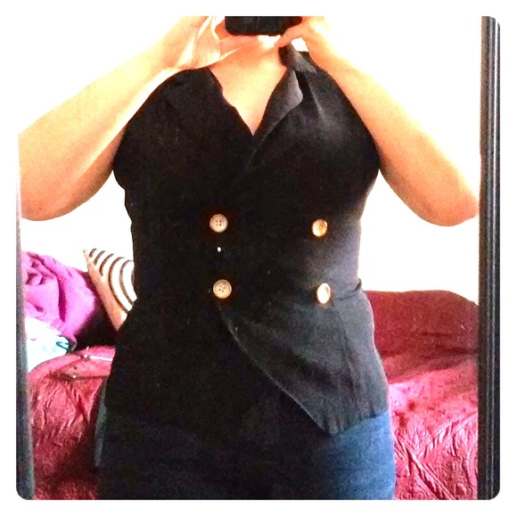 Black double button vest