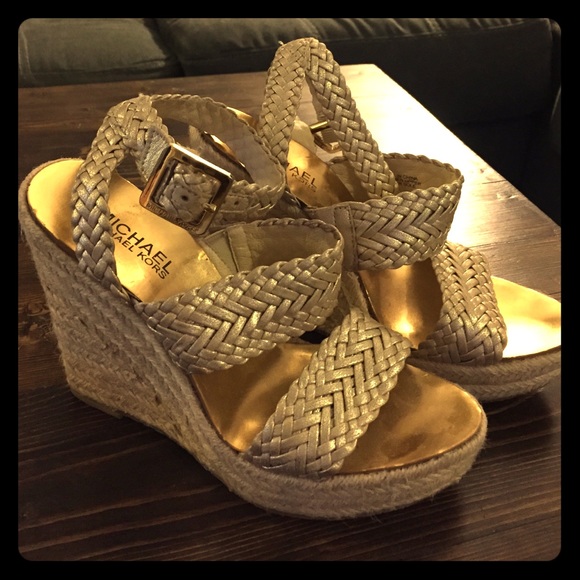 Michael Kors Gold Platform Juniper Espadrilles - Picture 1 of 3