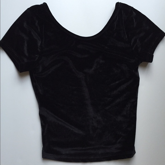 Brandy Melville Black Velvet Crop Top