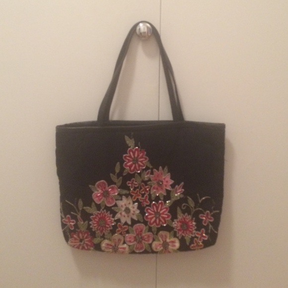 Beaded and embroidered tote