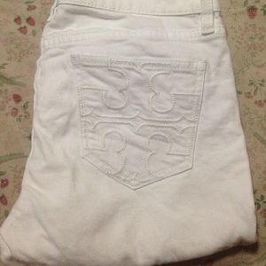 Tory Burch white super skinny jeans