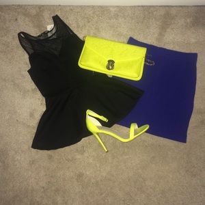 Black peplum top with mesh