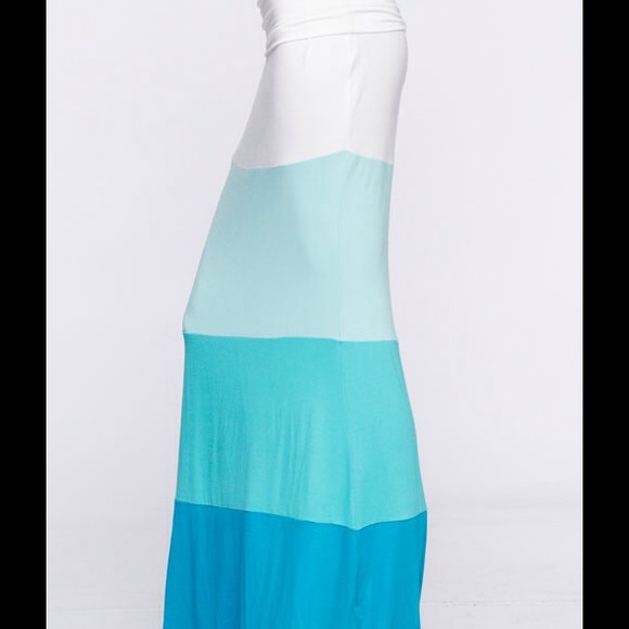 Turquoise striped maxi skirt