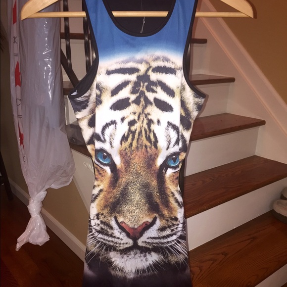 Tiger dress with cutout back