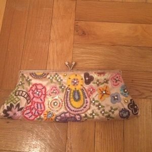 Beaded and embroidered clutch