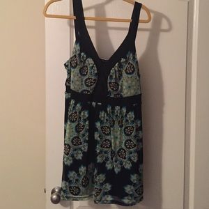 Blue and green patterned top