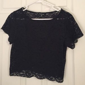 Bebe lace crop tee