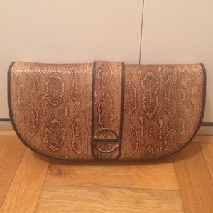 Faux snakeskin clutch