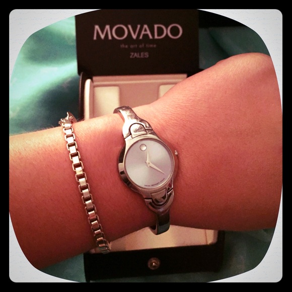 Pale Blue Movado bracelet watch.