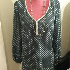 Adorable 'Xhilaration Green Polka Dot Blouse