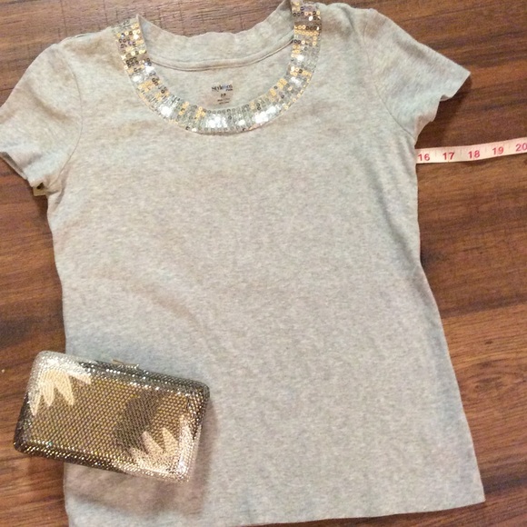 Dress up or down Grey & Shimmer collar T-shirt 💗 - Picture 2 of 4