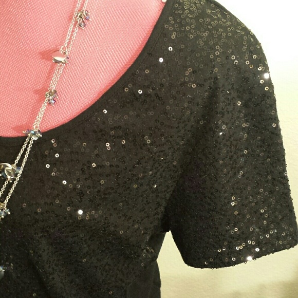 Chic Kiara Black Sequined Shirt - Picture 2 of 4