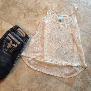 Cream see through tank top