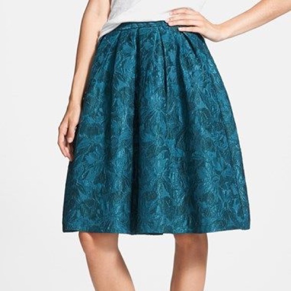 ❌SOLD❌ Nordstrom Jacquard Midi Skirt in Teal - Picture 3 of 4