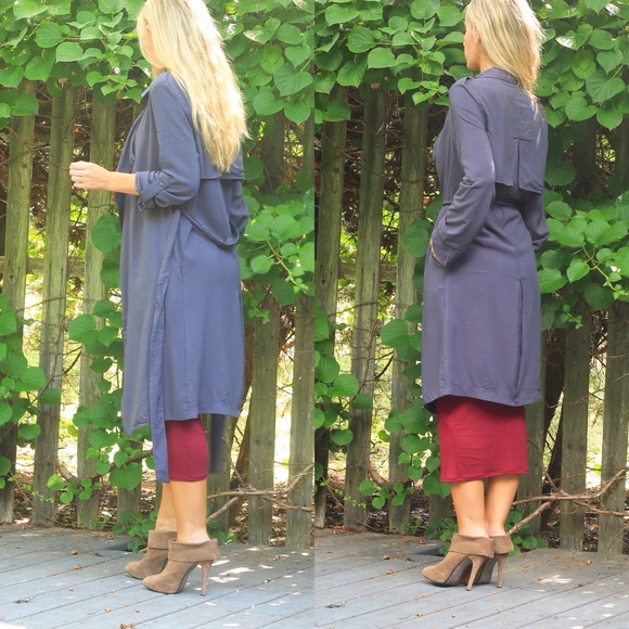 Charcoal Duster Trench Coat *LAST ONE! - Picture 3 of 4