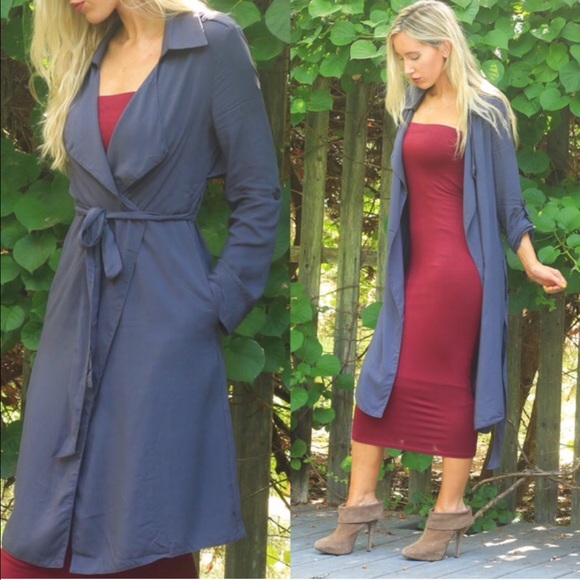 Charcoal Duster Trench Coat *LAST ONE! - Picture 4 of 4