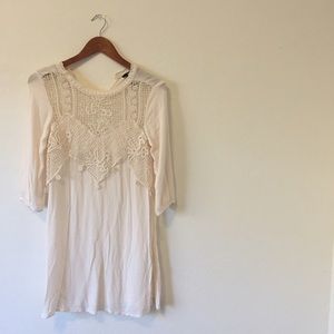 Cream dress with lattice lace detail