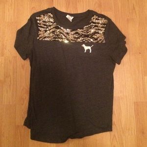 VS PINK Gray sequin top