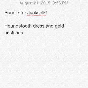 Bundle of hounds tooth dress and 2 gold necklaces