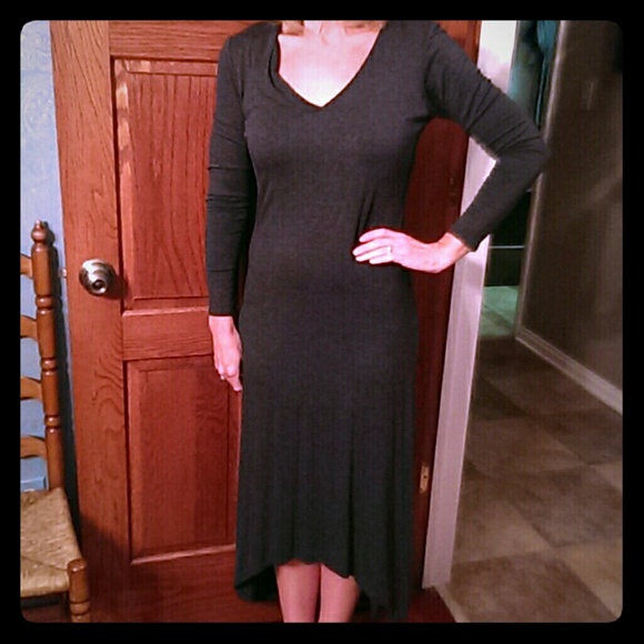 Hi low v neck dark Gray maxi dress SALE