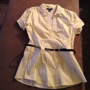 Yellow striped short sleeve button up