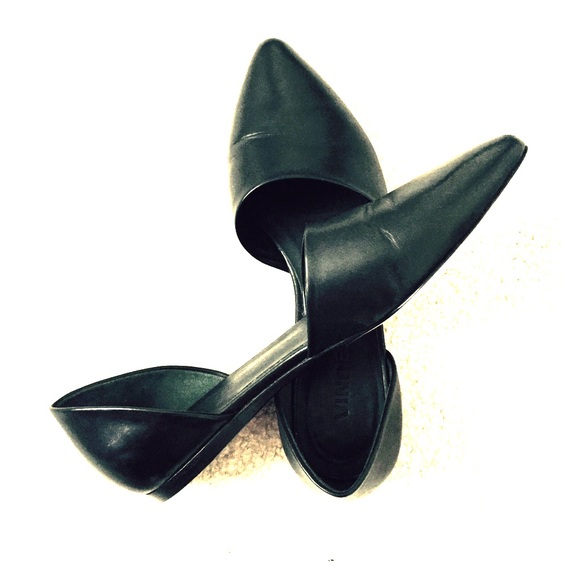 New!!! VINCE Nina D'Orsay black leather flats 7.5