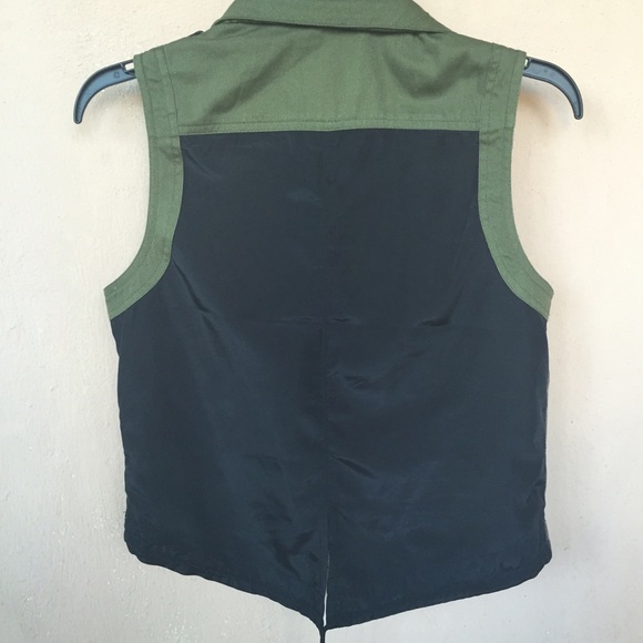 ❌BUNDLED❌Olive Green Moto Asymmetrical Style Vest - Picture 2 of 4