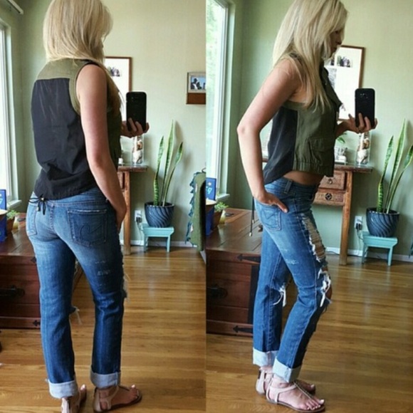 ❌BUNDLED❌Olive Green Moto Asymmetrical Style Vest - Picture 3 of 4