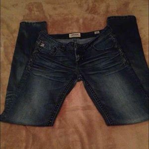 Dark wash straight leg pants