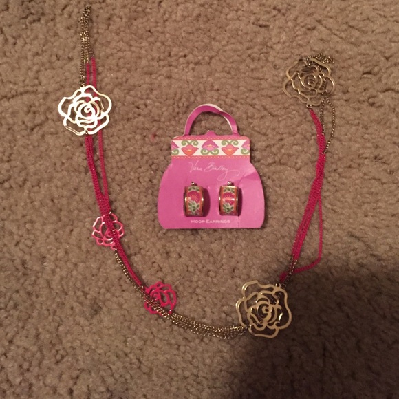 Vera Bradley necklace and earring set up