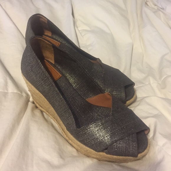 Tory Burch Shoes - Tory Burch Sparkling Gray Wedges
