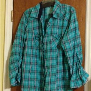 turquoise plaid shirt