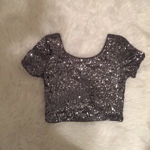 Silver crop top