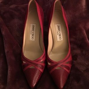 Stunning Jimmy Choo Red Snakeskin Heels.