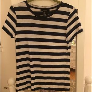 Forever 21 navy and white striped cotton t shirt