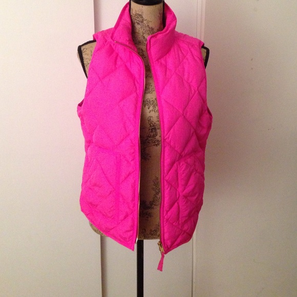 Jcrew quilted excursion vest in bright pink