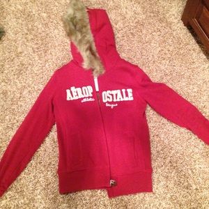 Aeropostale faux fur lined hoodie jacket