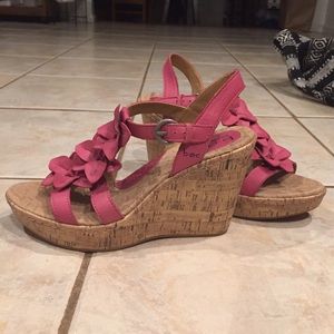 Pink Floral Wedges NEVER WORN