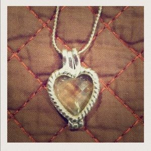 Yellow glass like heart necklace