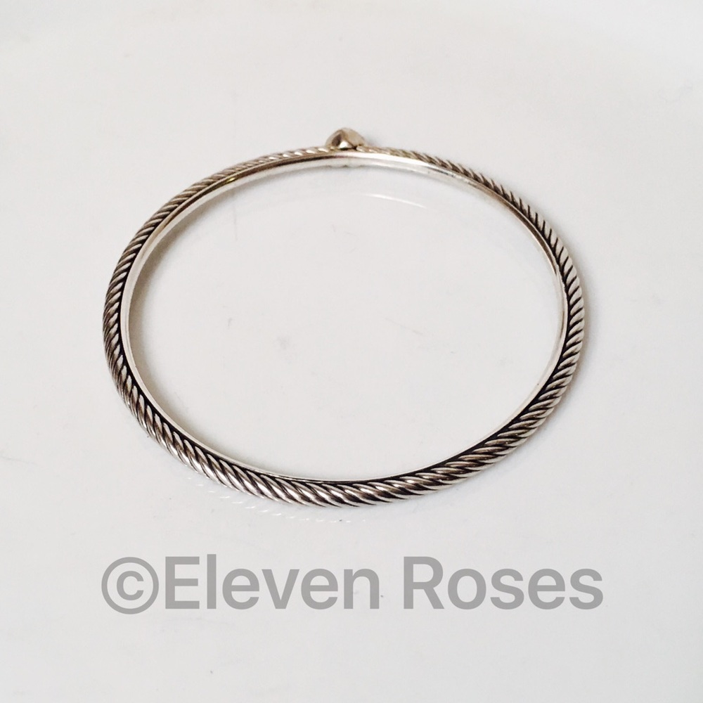 David Yurman Diamond Heart Cable Bangle Bracelet - Picture 2 of 4