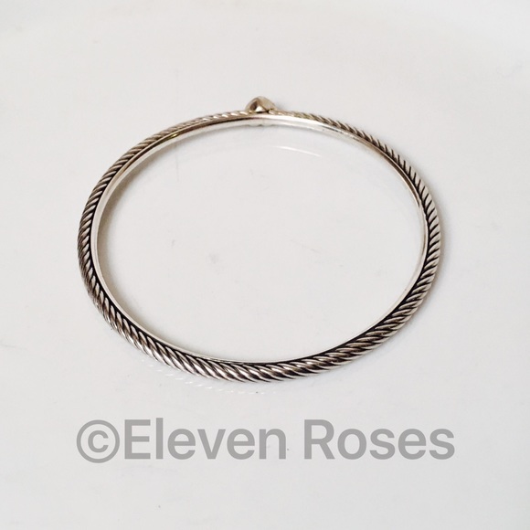 David Yurman Diamond Heart Cable Bangle Bracelet - Picture 2 of 4