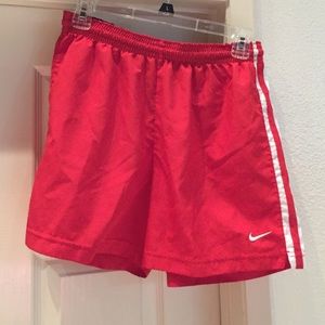 Red nike dri fit running shorts
