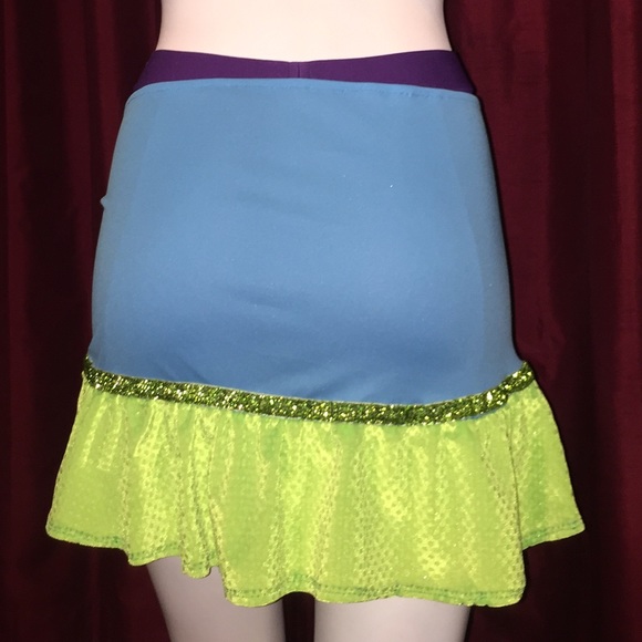 Handmade Skirts Zumba Skirt Blue W Grn Seqnd Ruffle Gltrd Trim Poshmark