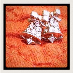 Silver Christmas bell earrings