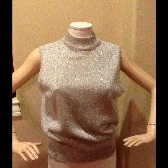 Silver Nordstom Sleeve-less turtle neck sweater