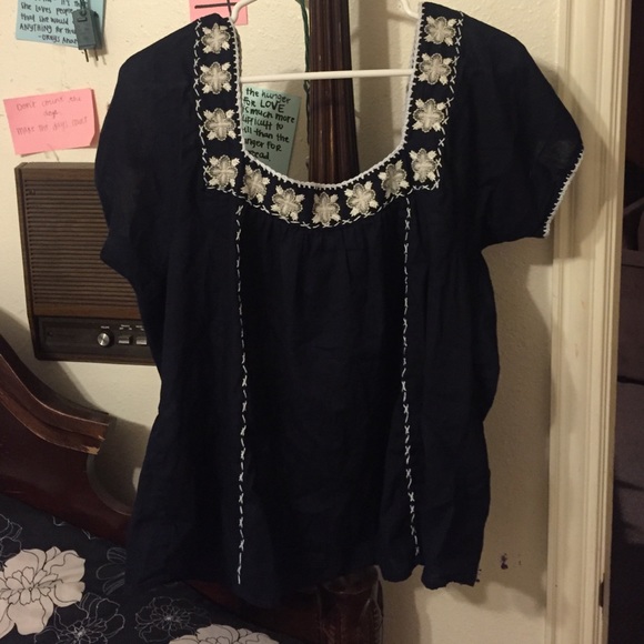 J Crew navy blue boho top
