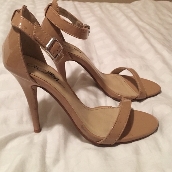 Beige strappy heels