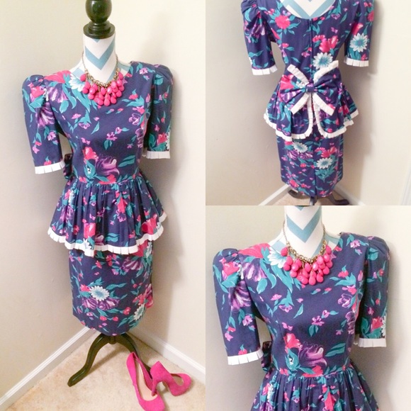 Vintage Floral Print Dress