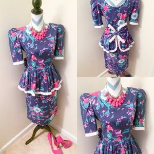 Vintage Floral Print Dress