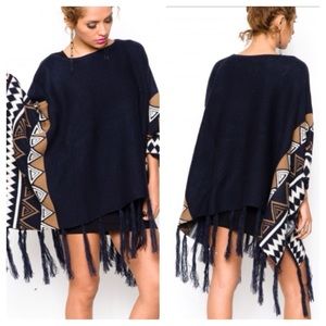 Tribal print poncho
